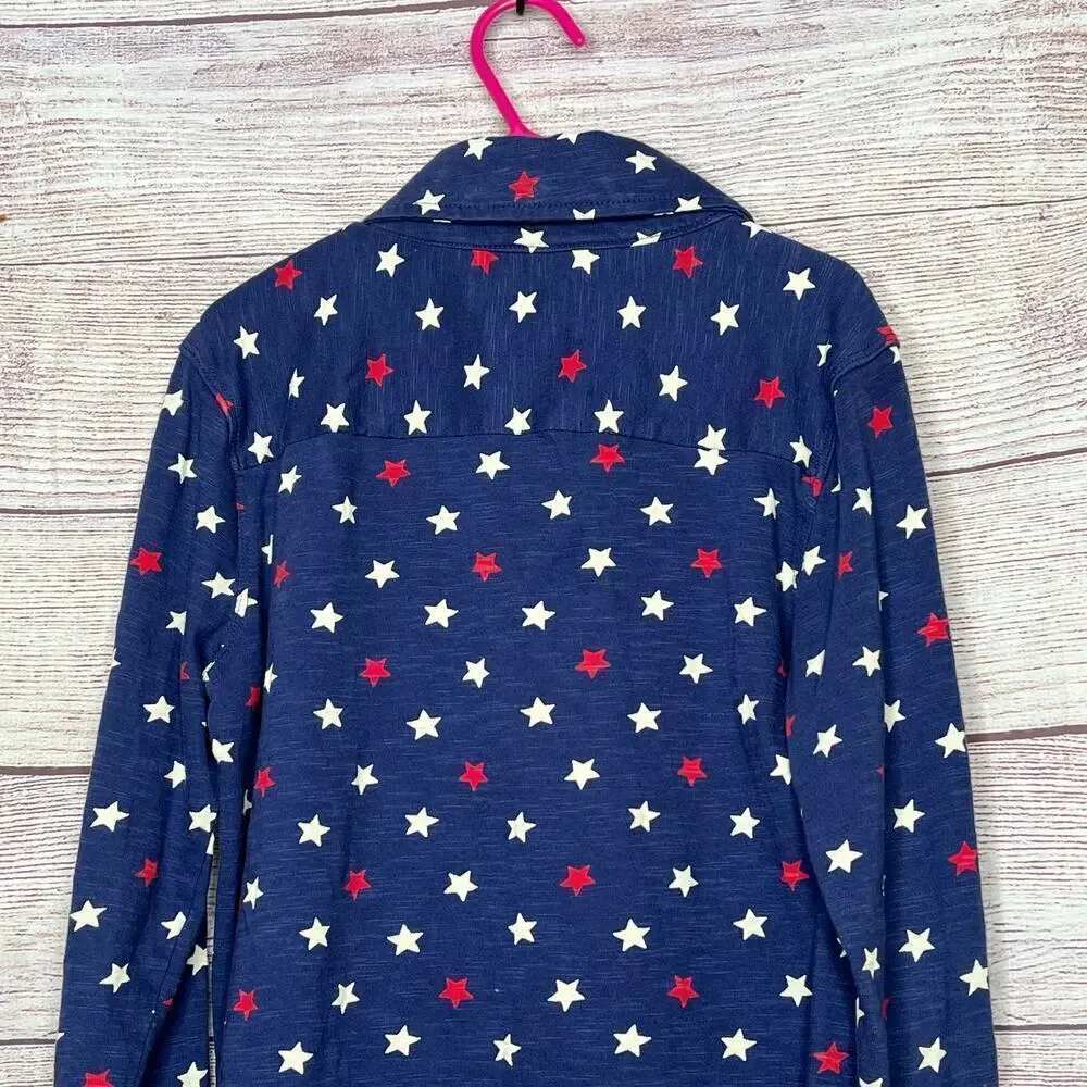 Mini Boden Boys 250th July 4th Blue USA Stars Long Sleeve Top Size 7-8
